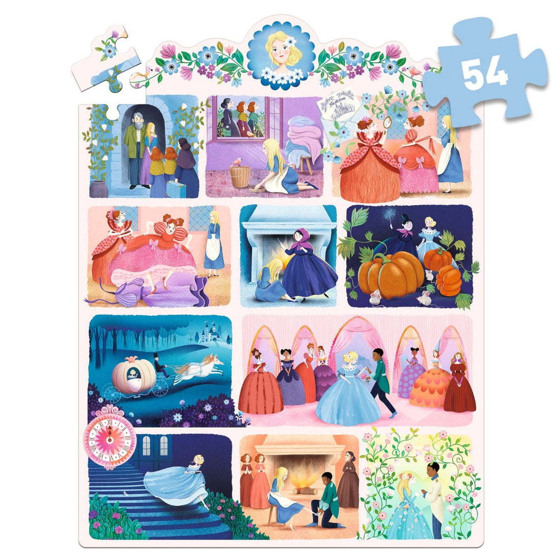 Djeco puslespill, Story puzzle, Askepott - 54 brikker