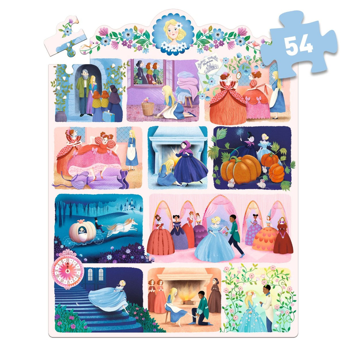 Djeco puslespill, Story puzzle, Askepott - 54 brikker