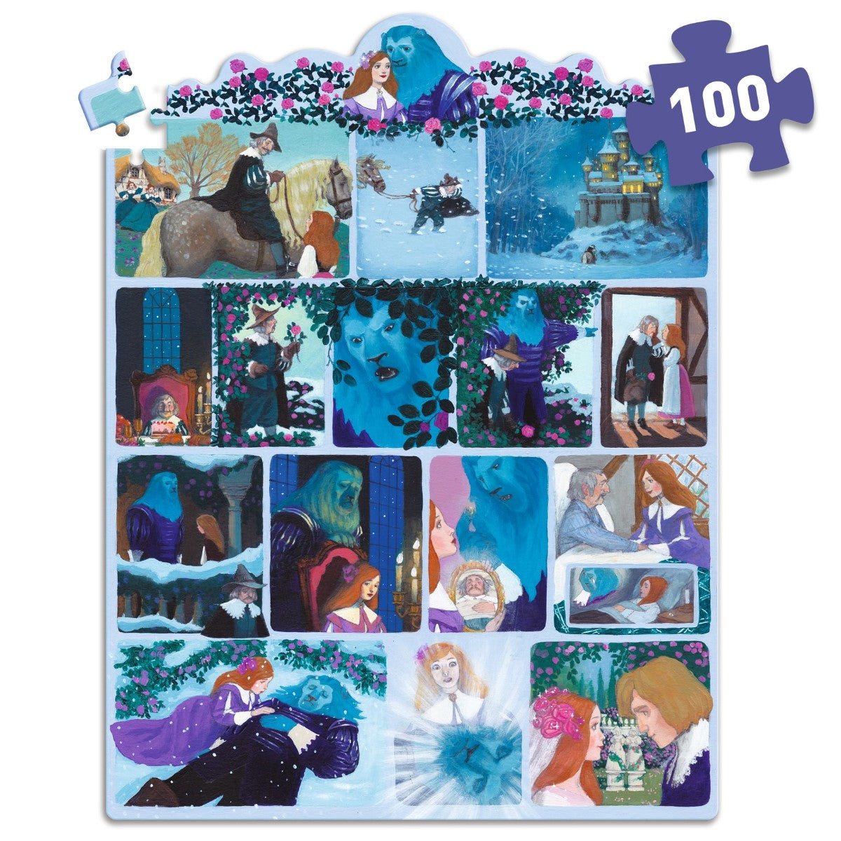 Djeco puslespill, Story puzzle, Skjønnheten og udyret - 100 biter