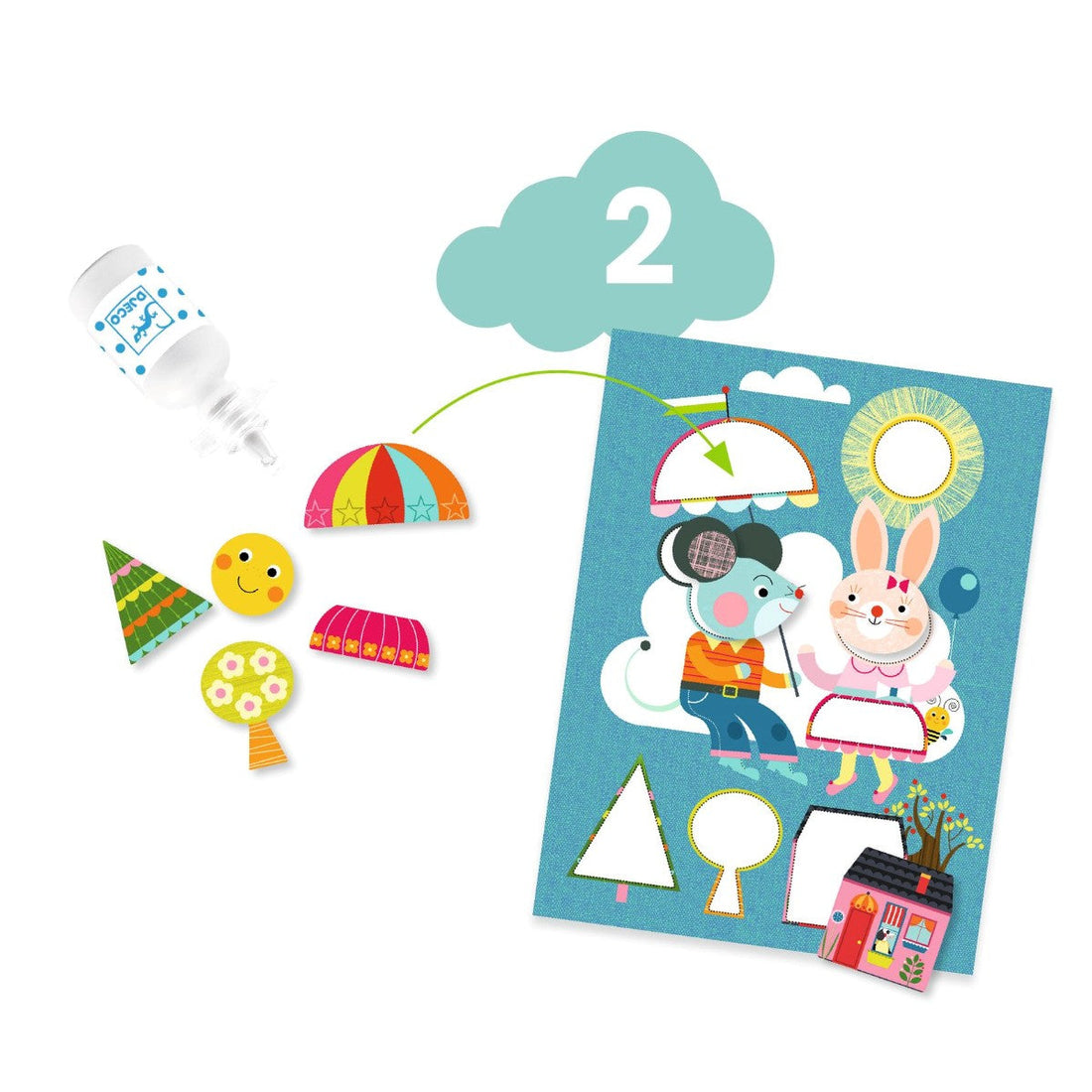 Djeco kreativ aktivitetsboks, Katt og hennes venner - Fra 18 mnd.