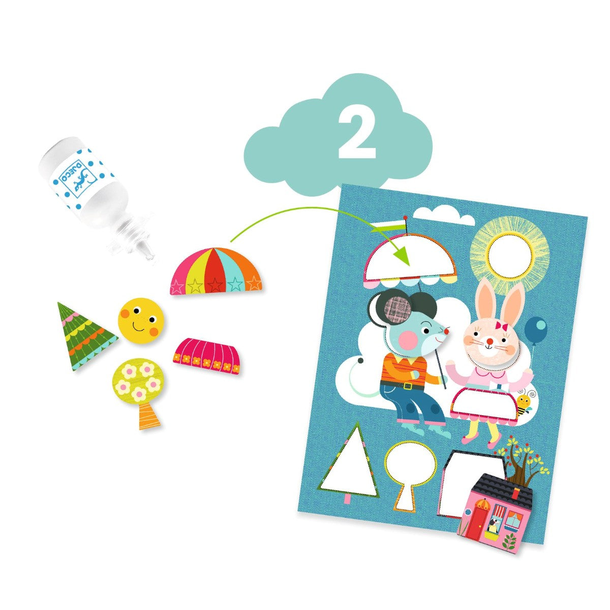 Djeco kreativ aktivitetsboks, Katt og hennes venner - Fra 18 mnd.