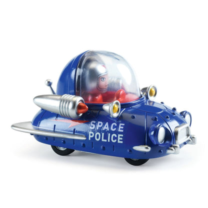Djeco Crazy Motors Space politi metalbil med figur
