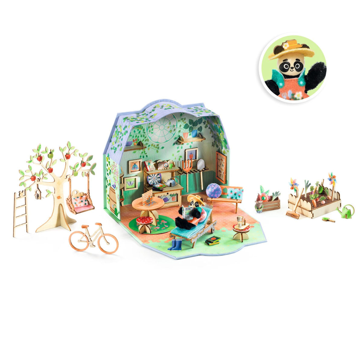 Djeco Mi House, DIY Miniature univers i kuffert - Olive