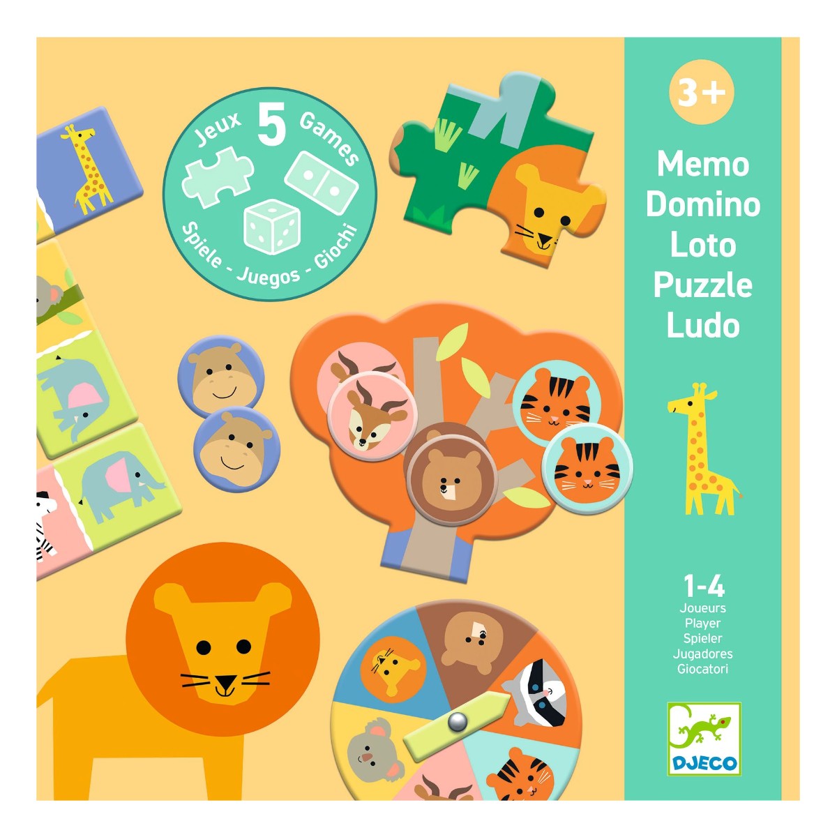 Djeco Lek &amp; Lær, 5 spill på savannen