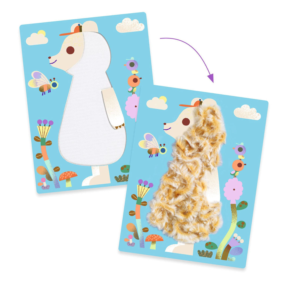 Djeco Kreativt sett med ullgarn, Fluffy venner