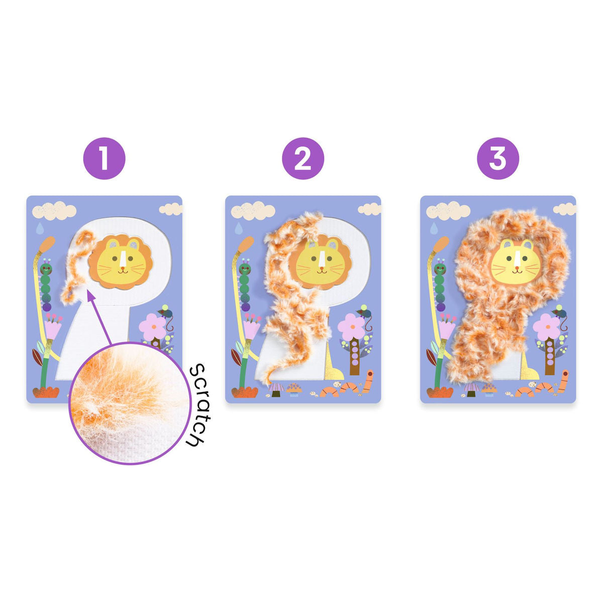 Djeco Kreativt sett med ullgarn, Fluffy venner