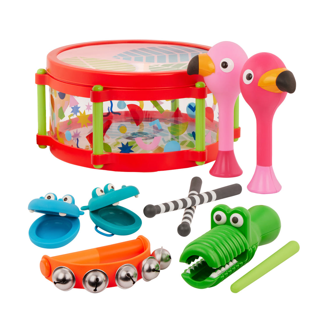 Battat Trommesett med 4 ekstra musikkinstrumenter - Fra 18 mnd.