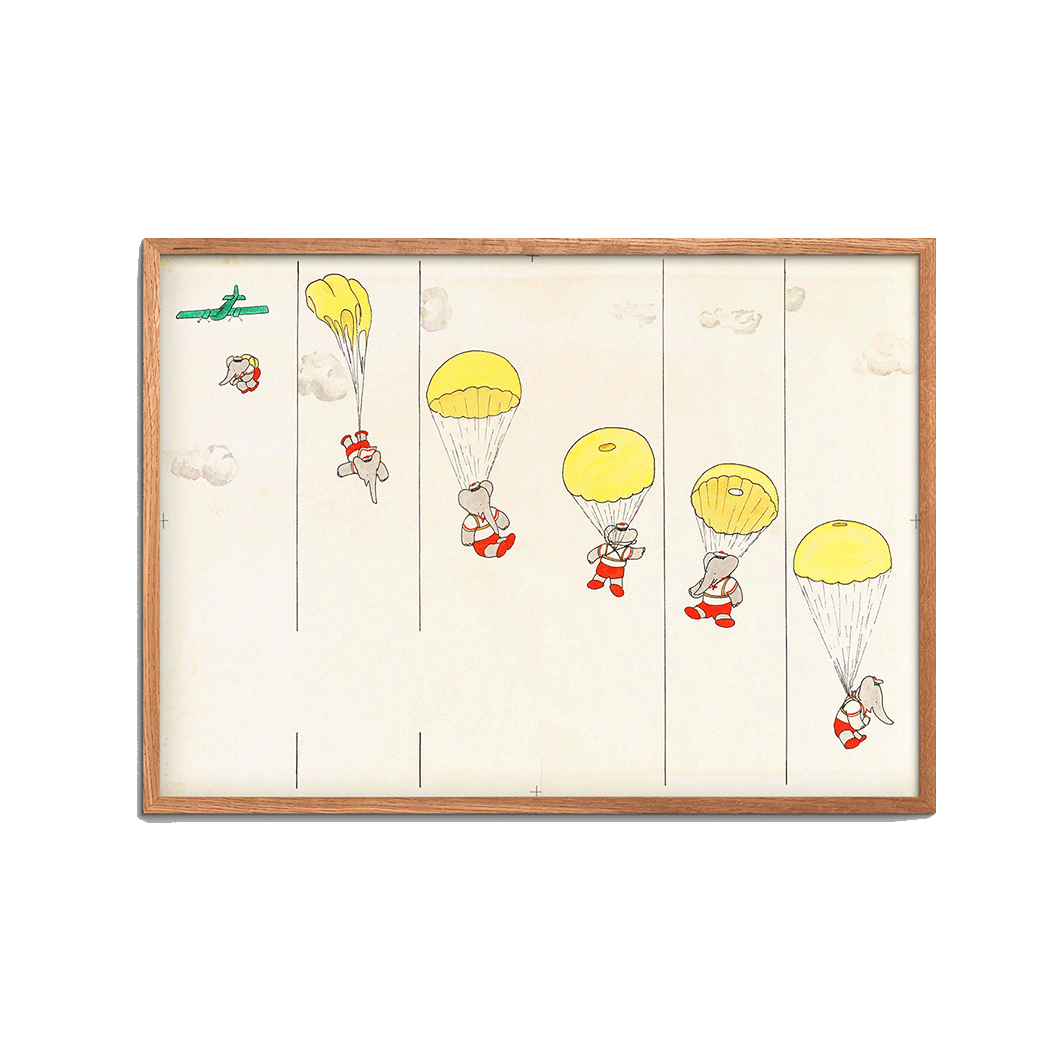 Babar Parachute plakat av Jean de Brunhoff, flere størrelser