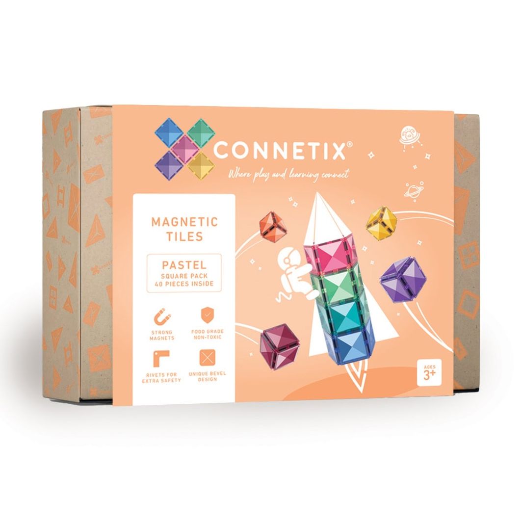 CONNETIX Connetix Square Pack - magnetsett 40 deler - pastell