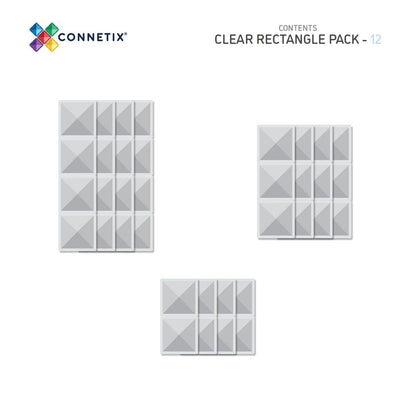 Connetix Ractangle Pack, Magnetisk byggesett med 12 deler - Clear