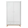Oliver Furniture Wood klesskap med 2 dører, hvit/eik - høyde 204 cm