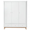Oliver Furniture Wood klesskap med 3 dører, hvit/eik - høyde 204 cm