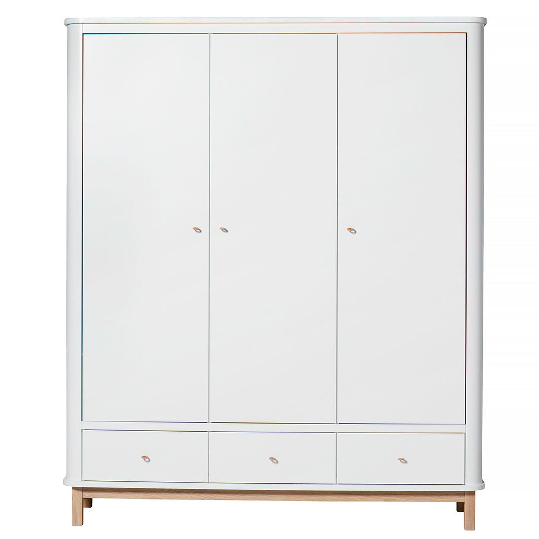 Oliver Furniture Wood klædeskab hvid/eg, 3 døre, højde 204 cm