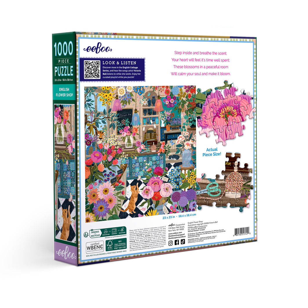 eeBoo Puslespill med 1000 brikker, English Flower Shop