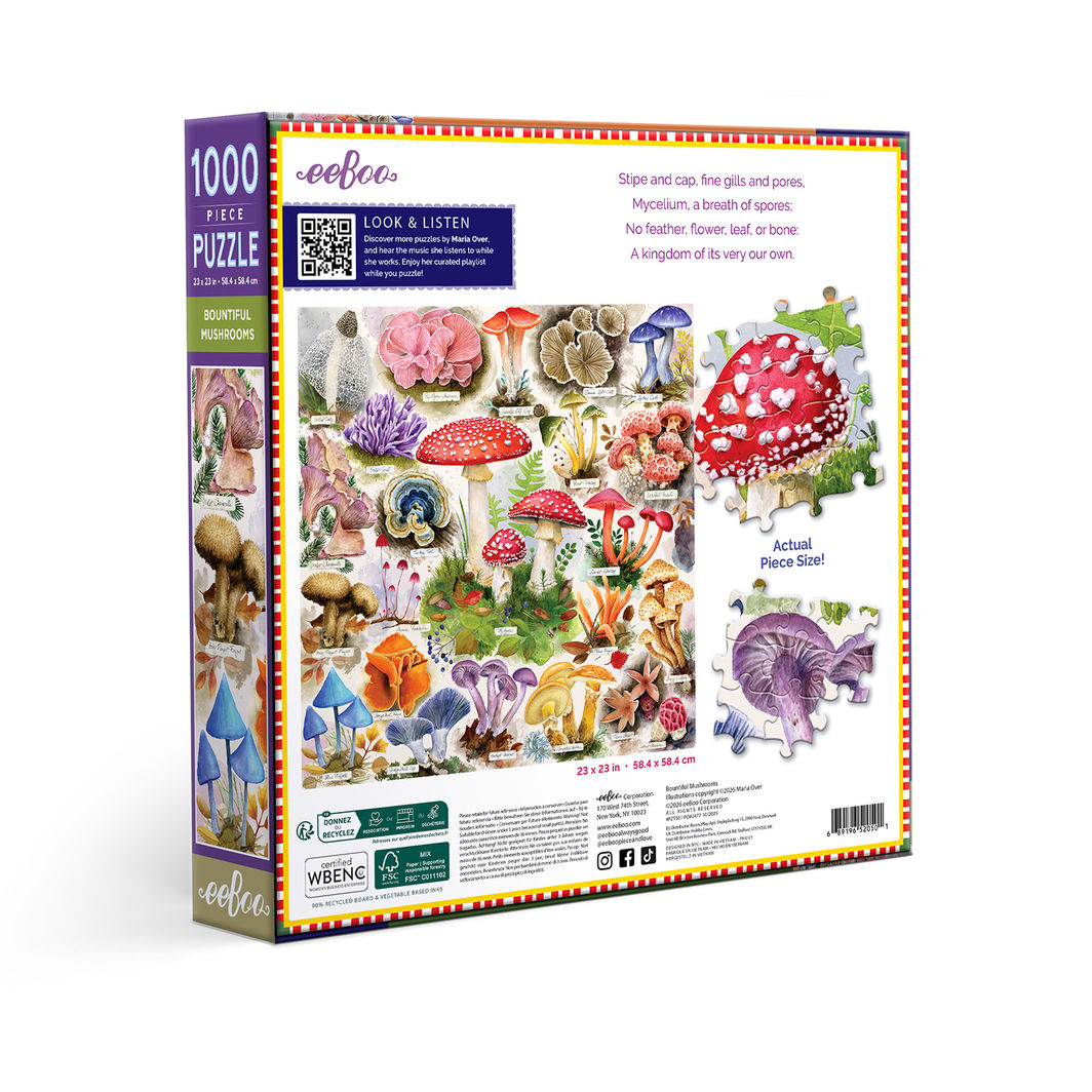 eeBoo Puslespill 1000 brikker, Bountiful Mushrooms