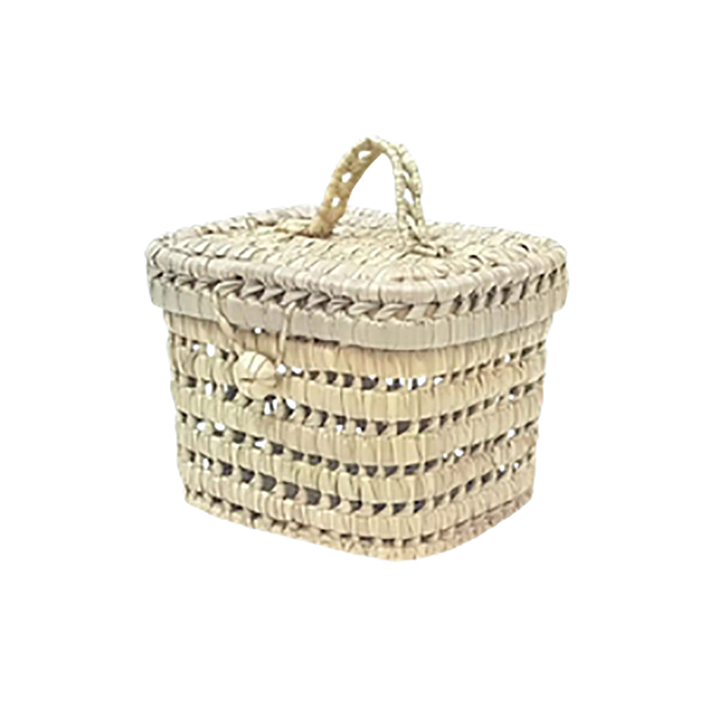 Lubilu Mini picnic kurv i palmeblader, 16 x 25 x 13 cm