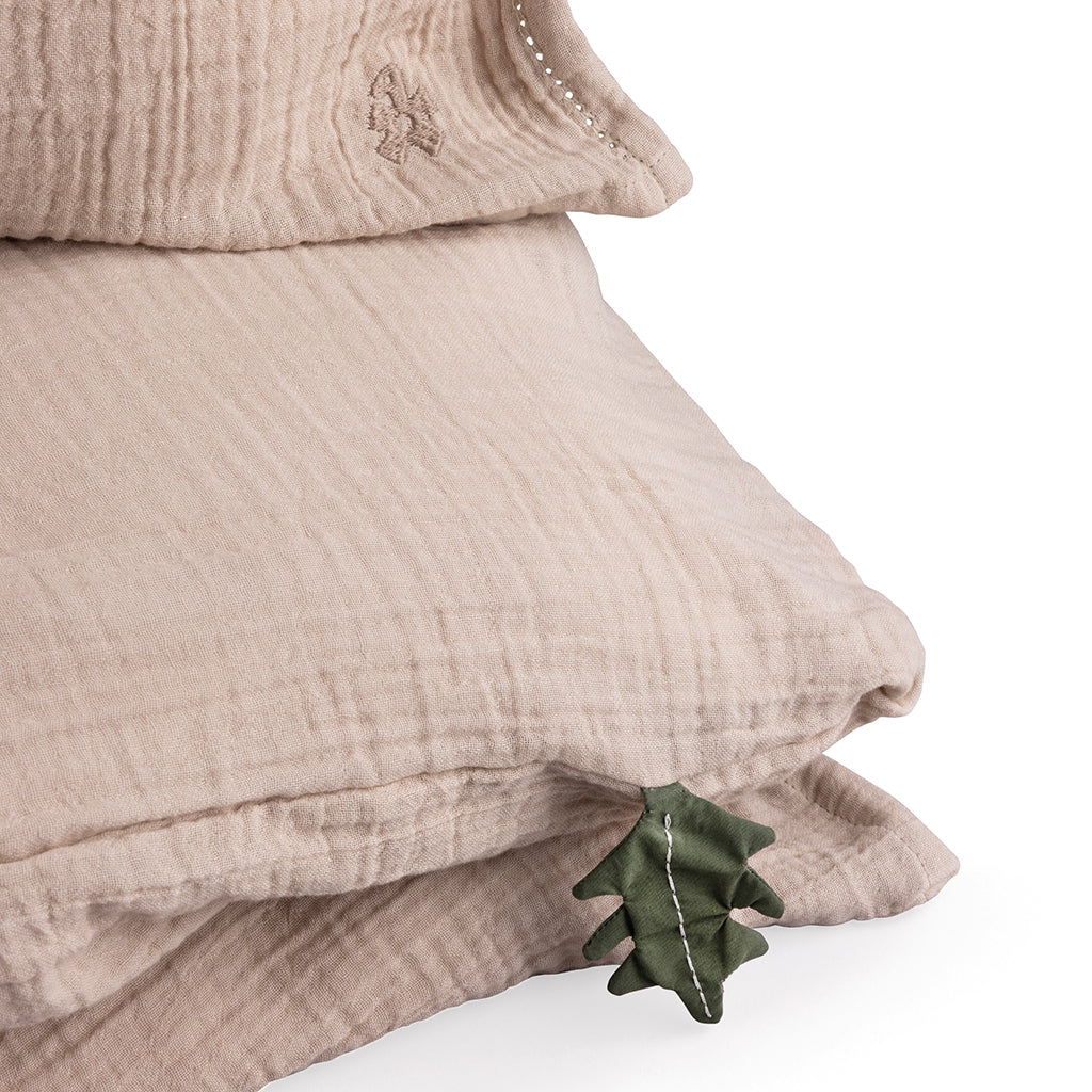 Sebra Juniorsengetøy, musselin - Seabreeze beige