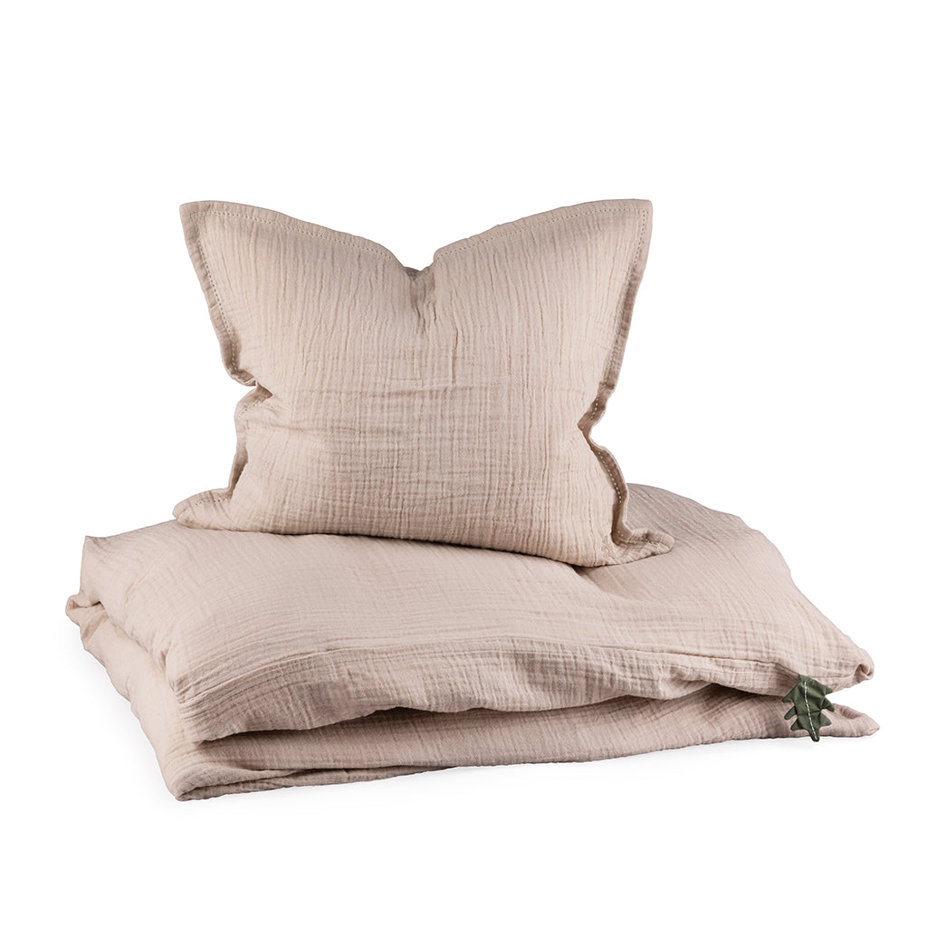 Sebra Juniorsengetøj, musselin - Seabreeze beige