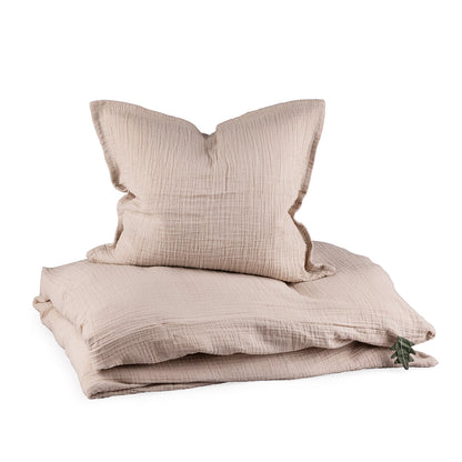Sebra Juniorsengetøj, musselin - Seabreeze beige