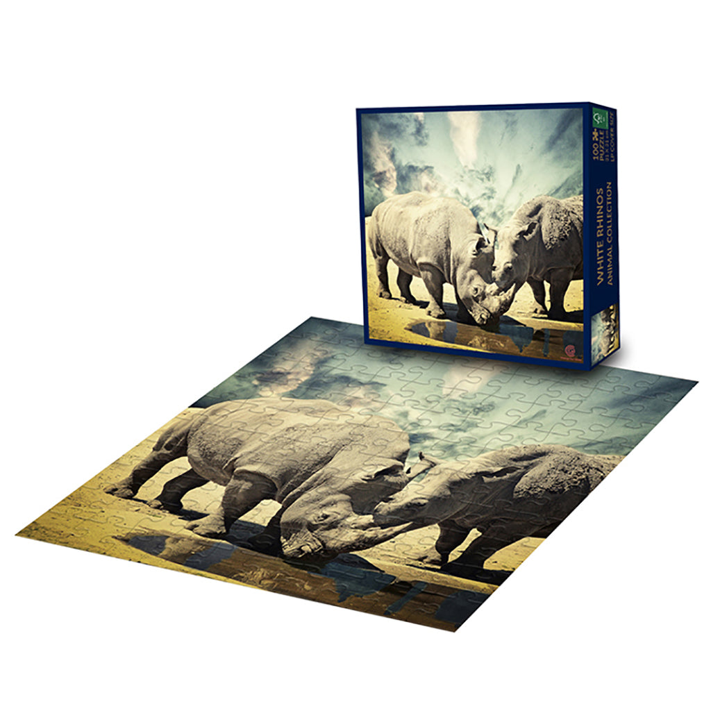 Change our globe puslespill, Hvitt neshorn - 100 brikker