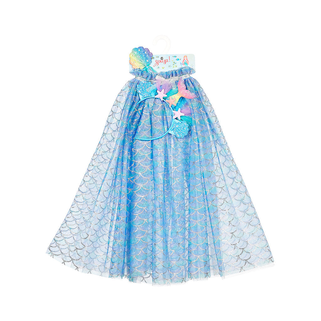 Souza havfruekappe Marlya med tiara og tryllestav - Str. 3-7 år