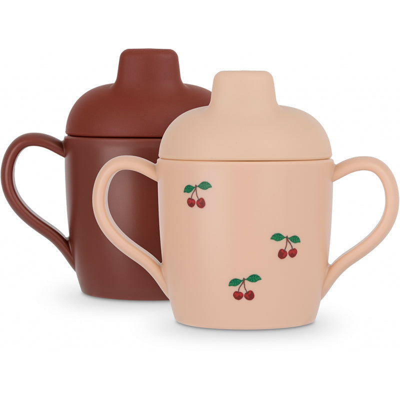 Konges Sløjd drikkekopp m. tut i silikon, 2-pak Sippy - Cherry