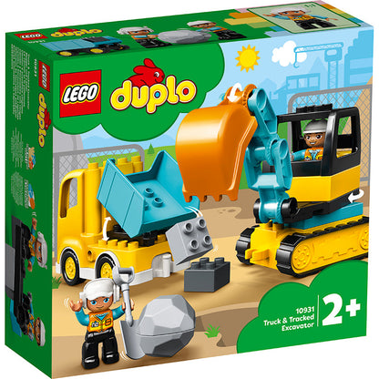 LEGO Duplo lastbil og gravemaskine på larvefødder i æske