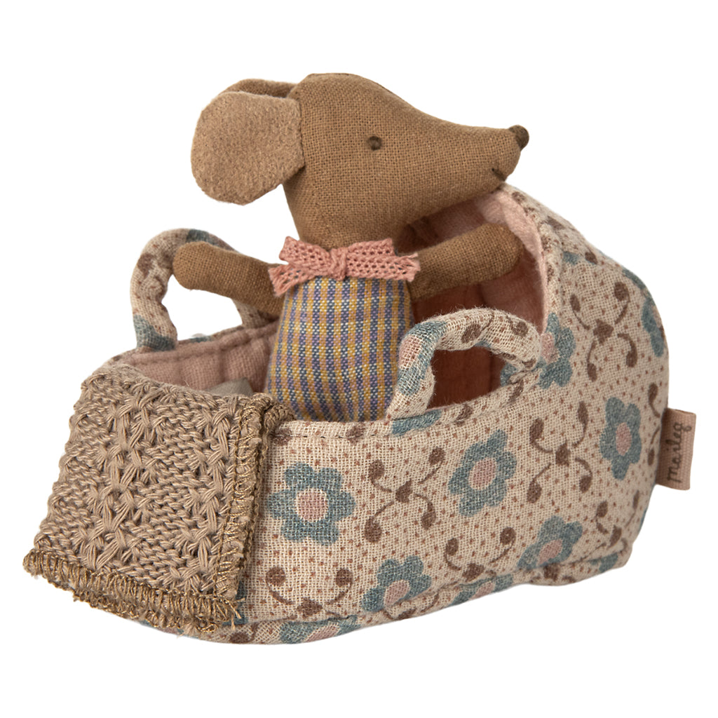 Maileg tilbehør til mus, dukkeseng til babymus - Rosa