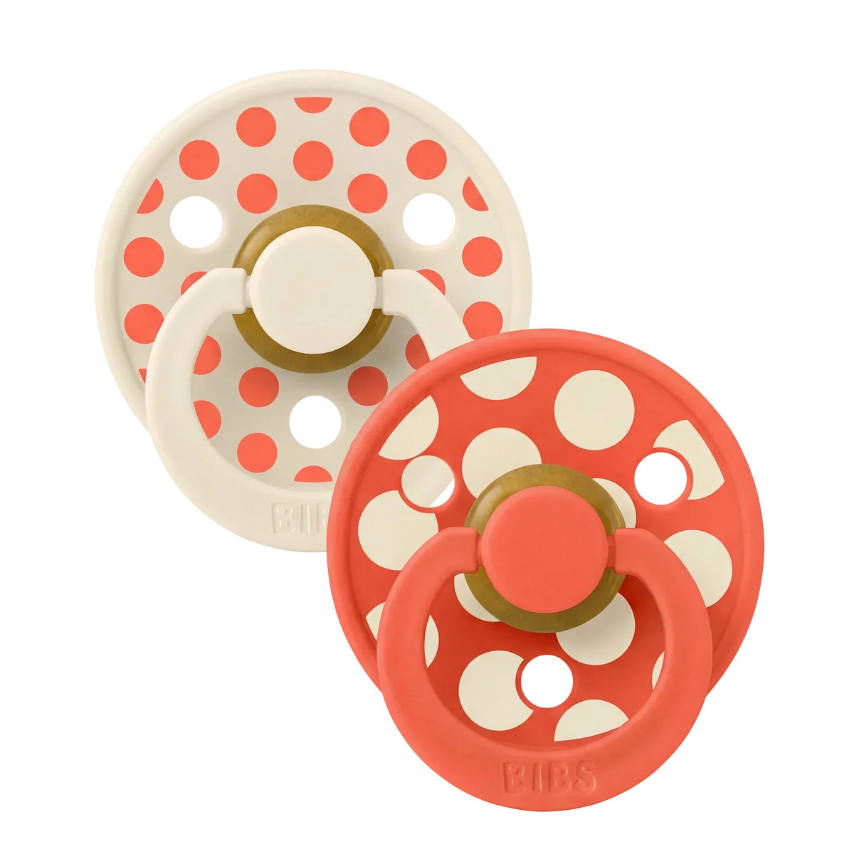 Bibs smokker i naturgummi, str. 2 - Polka Ivory/Tango