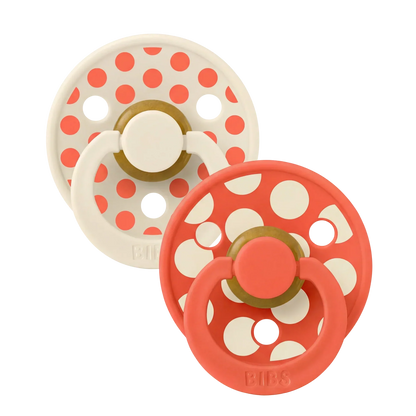 Bibs smokker i naturgummi, str. 2 - Polka Ivory/Tango