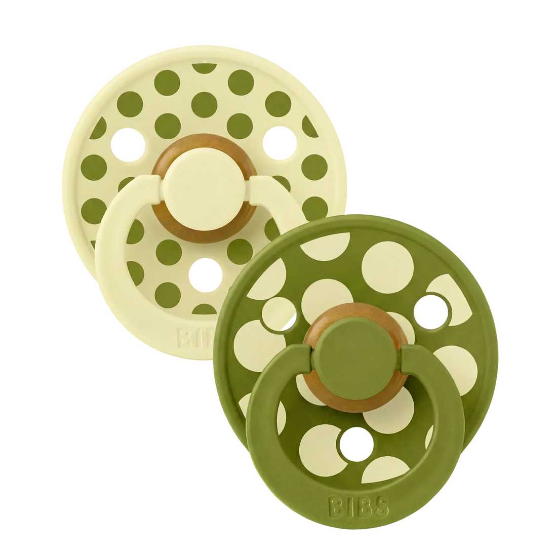 Bibs-smokker i naturgummi, str. 2 – Polka Luna/Wasabi