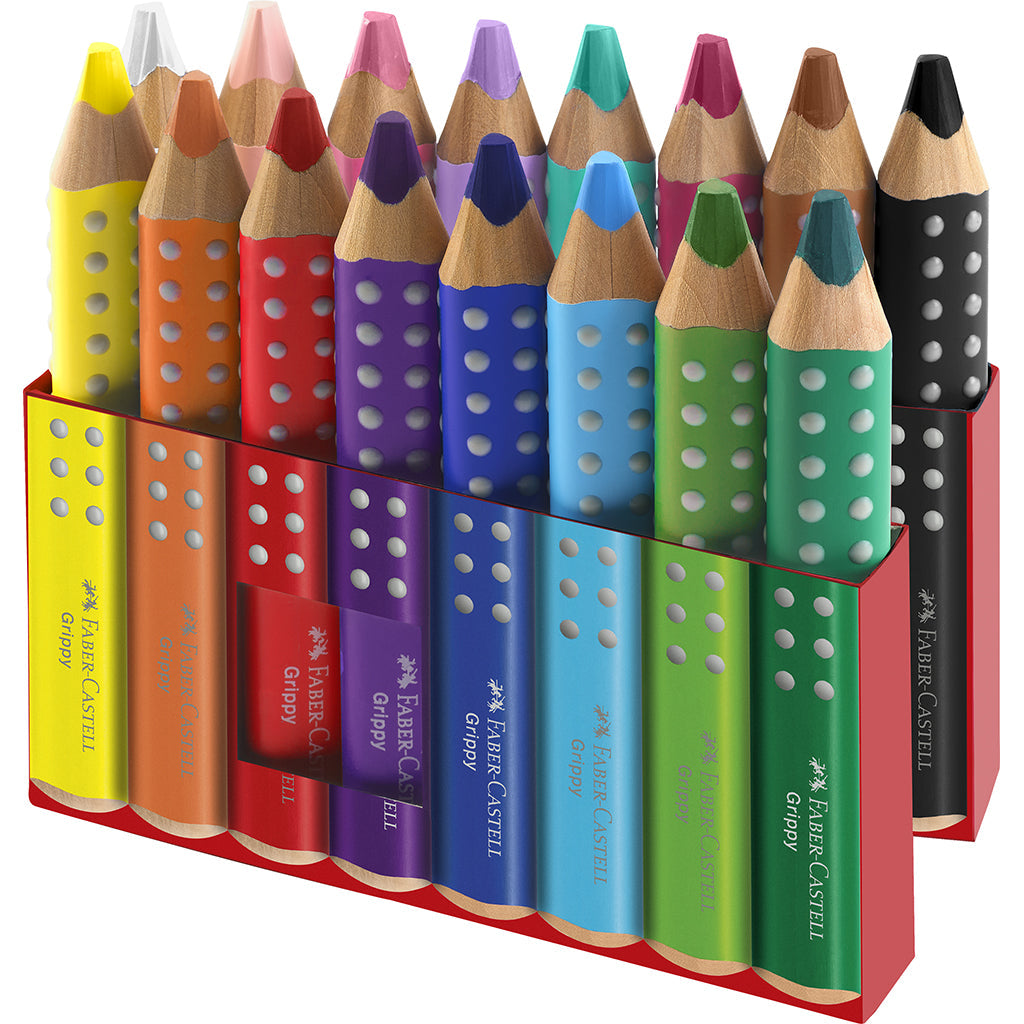 Faber-Castell, Grippy Jumbo fargeblyanter 16 stk + 1 blyantspisser