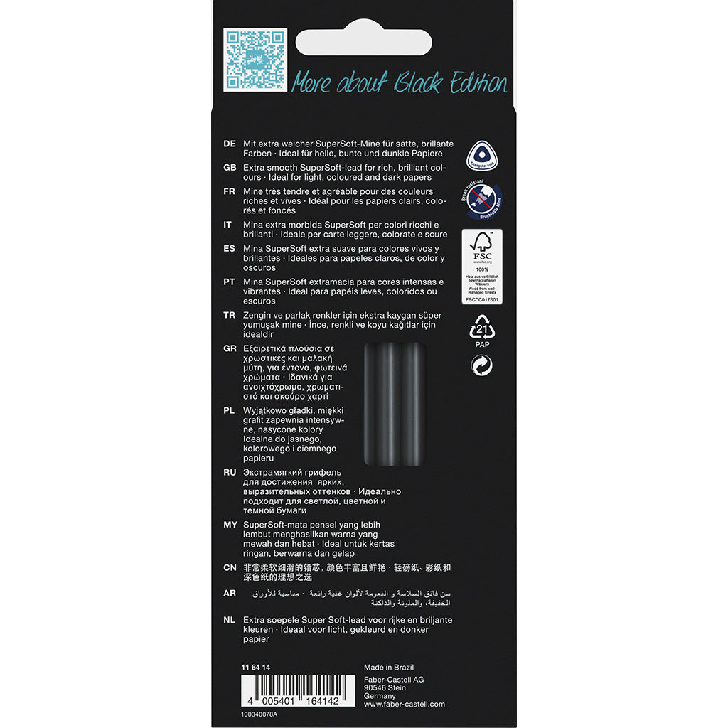 Faber-Castell, Black Edition, 12 stk fargeblyanter - Skintones