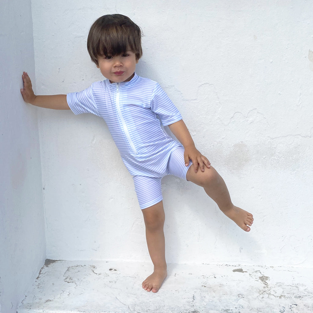 Petit Crabe UV drakt m. glidelås, Natsu, Baby blue/white - 0-8 år