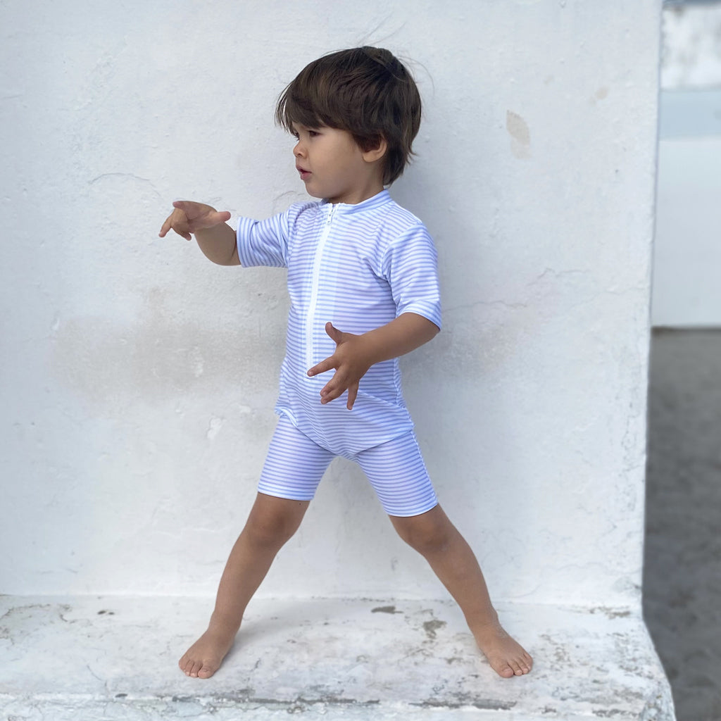 Petit Crabe UV drakt m. glidelås, Natsu, Baby blue/white - 0-8 år