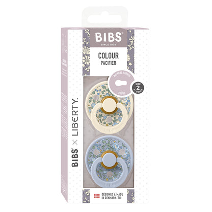 Bibs Liberty, 2-ak Colour, smokker i naturgummi, str. 2 - Eloise - Dusty Blue Mix