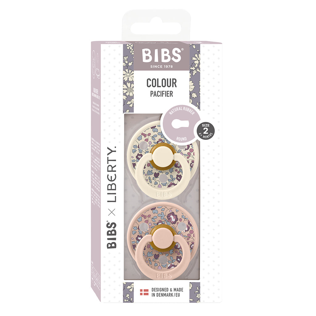 Bibs Liberty, 2-pk Colour, smokker i naturgummi, str. 2 - Eloise - Blush mix