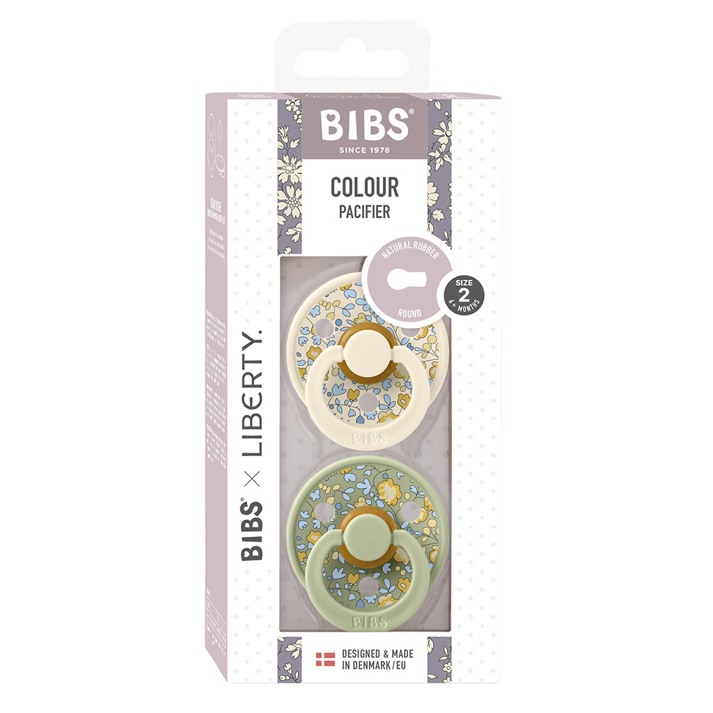 Bibs Liberty, 2-pk Colour, smokker i naturgummi, str. 2 - Eloise - Sage Mix