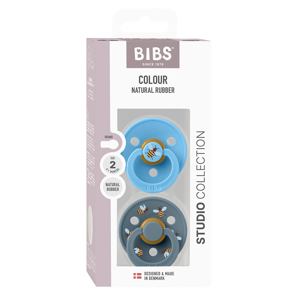 Bibs smokk i naturgummi, 2-pakning, str. 2 - Studio Colour, Bumblebee - Breeze Mix