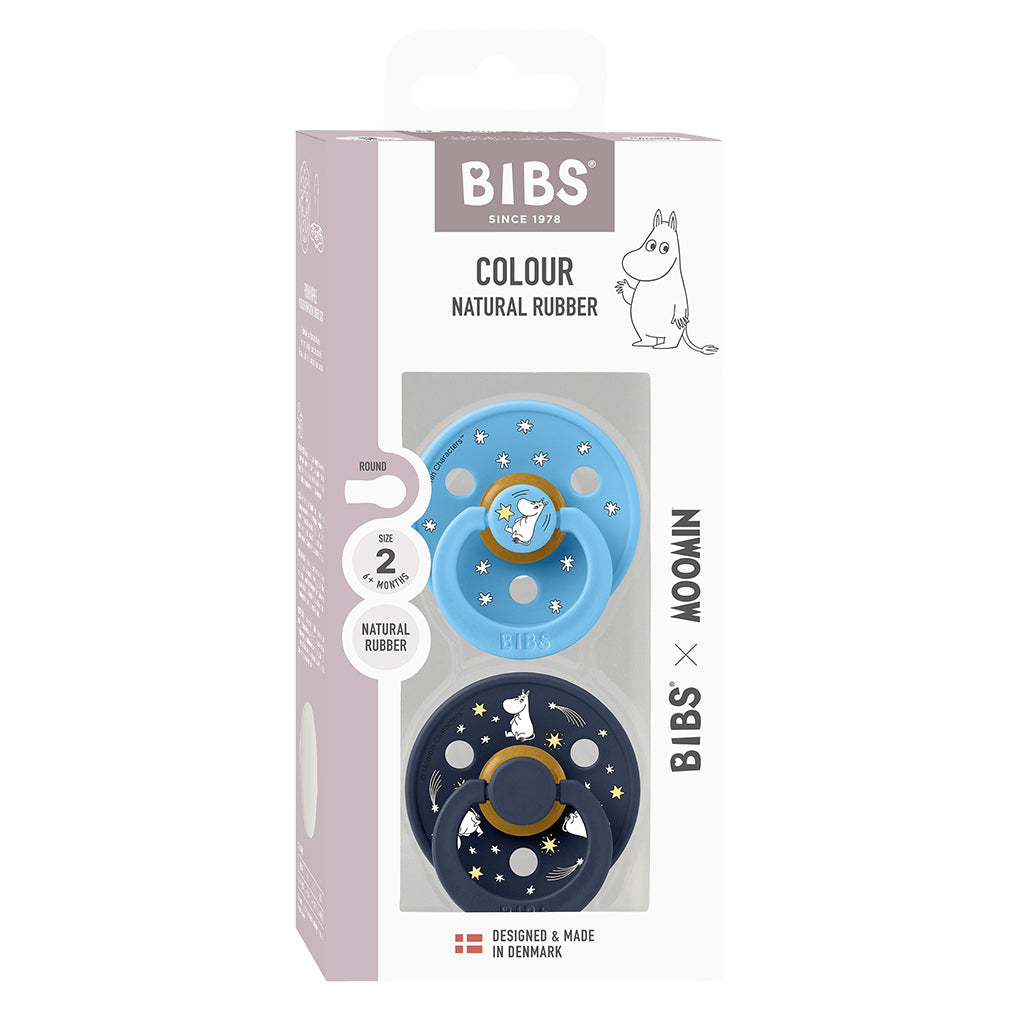 Bibs smokk i naturgummi, 2-pk, str. 2 - Moomin, Good Night - Breeze mix