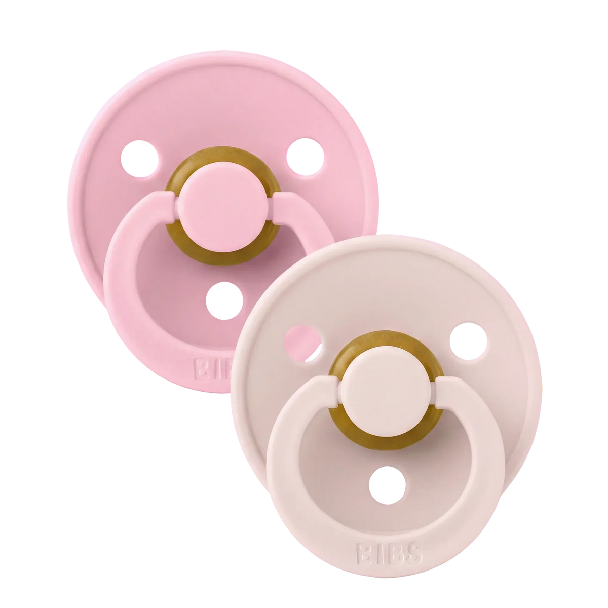 Bibs-smokker i naturgummi, str. 1, 2-pakning – Petal/Baby pink