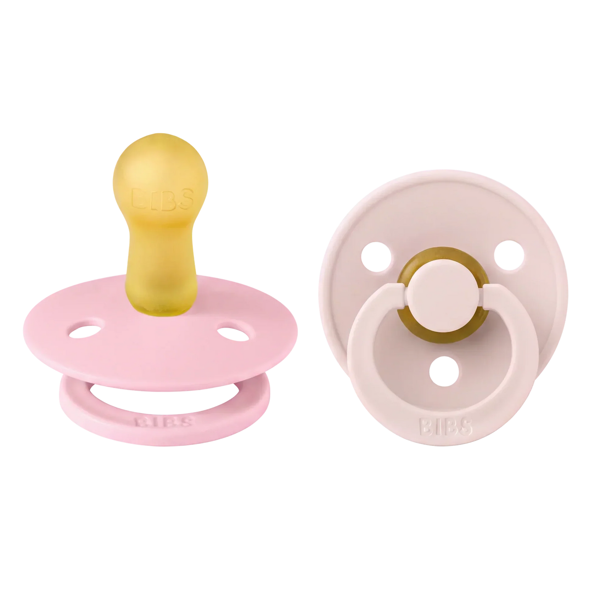 Bibs smokker i naturgummi, str. 2, 2-pakning – Petal/Baby pink
