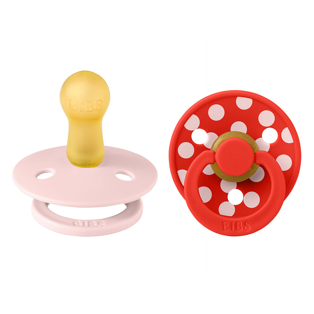 Bibs smokk i naturgummi, 2-pakning, str. 2 - Studio Colour, Polka - Blossom/Candy Apple
