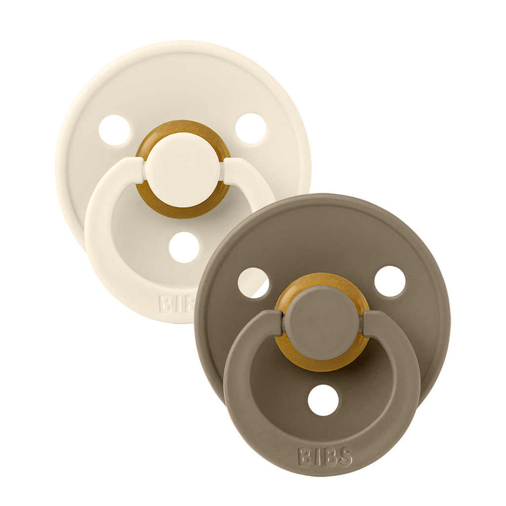 Bibs 2-pakning, smokker i naturgummi, str. 2 - Ivory/Dark Oak