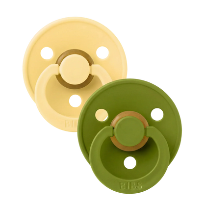 Bibs-sutter i naturgummi, str. 2, 2-pakning – Pale butter/Wasabi
