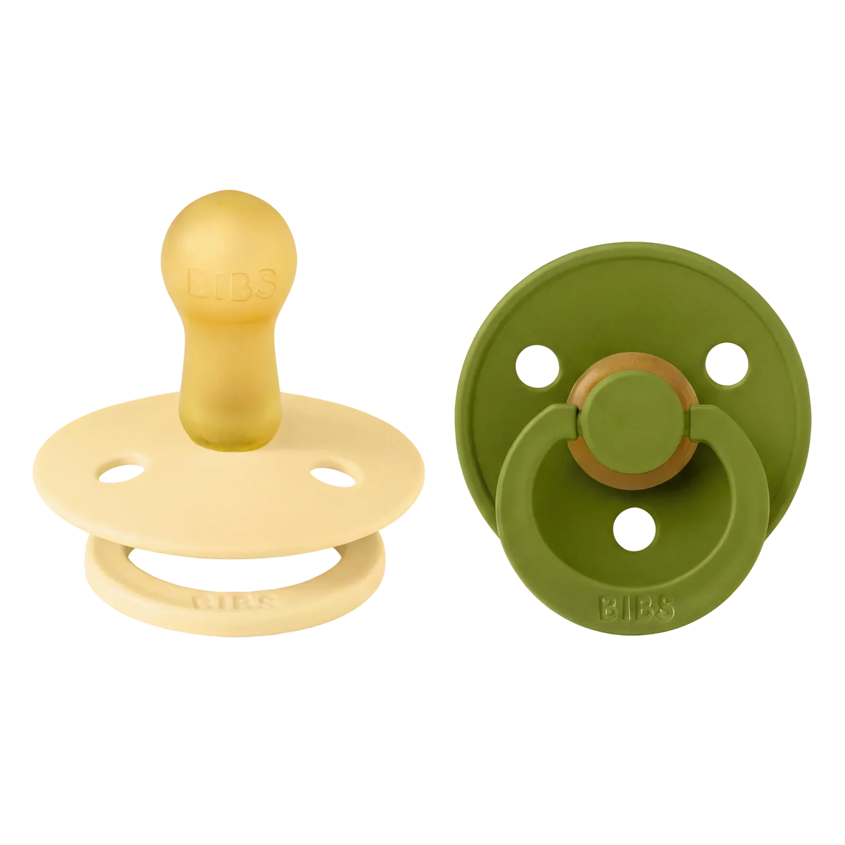 Bibs-sutter i naturgummi, str. 2, 2-pakning – Pale butter/Wasabi
