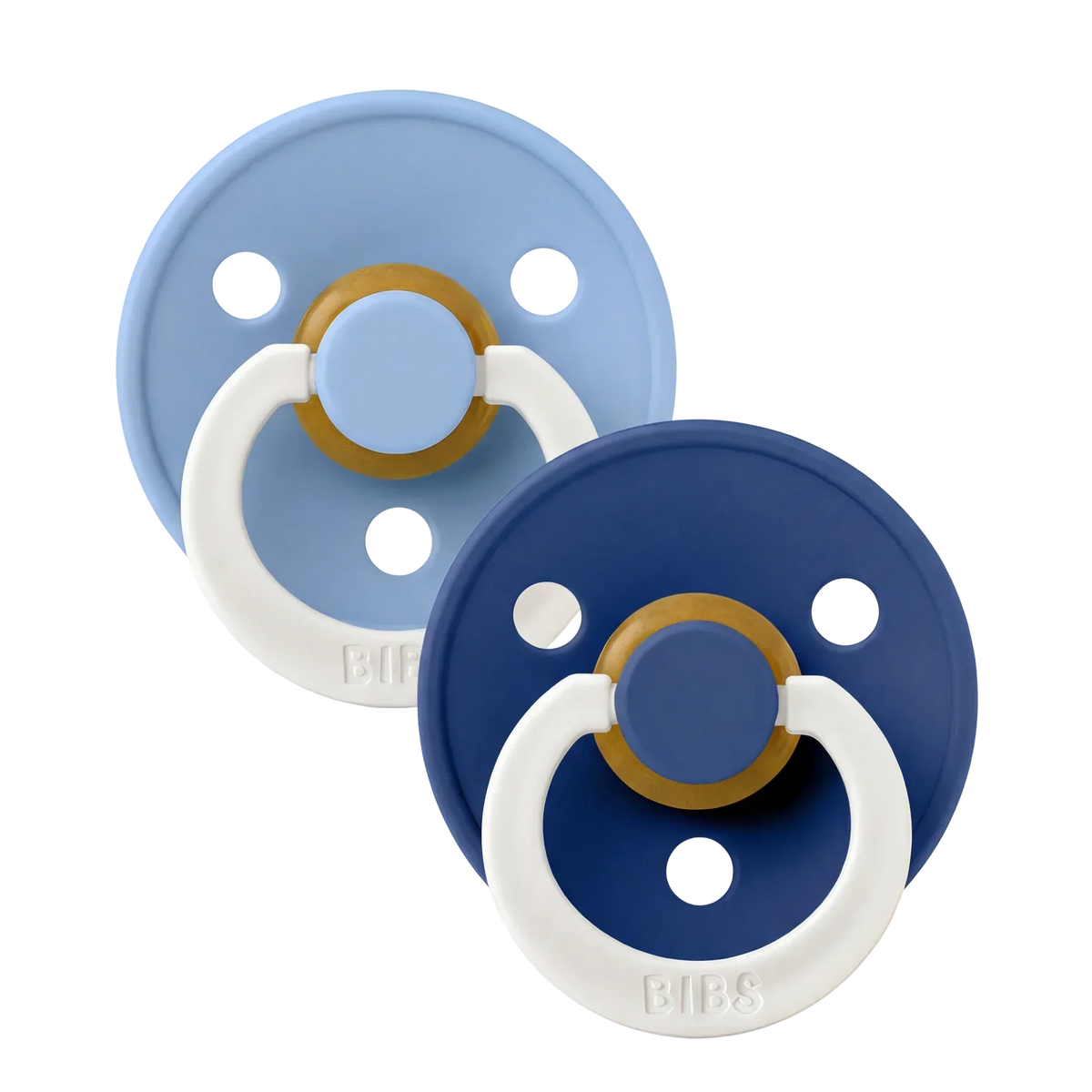 Bibs-smokker i naturgummi, str. 2, 2-pakning – GLOW Sky Blue/Cornflower