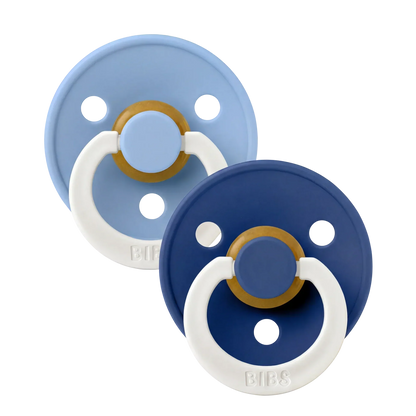 Bibs-smokker i naturgummi, str. 2, 2-pakning – GLOW Sky Blue/Cornflower