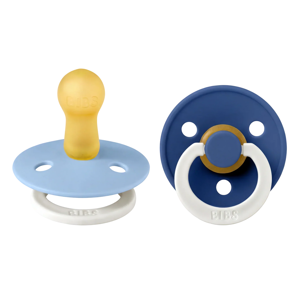 Bibs-smokker i naturgummi, str. 2, 2-pakning – GLOW Sky Blue/Cornflower