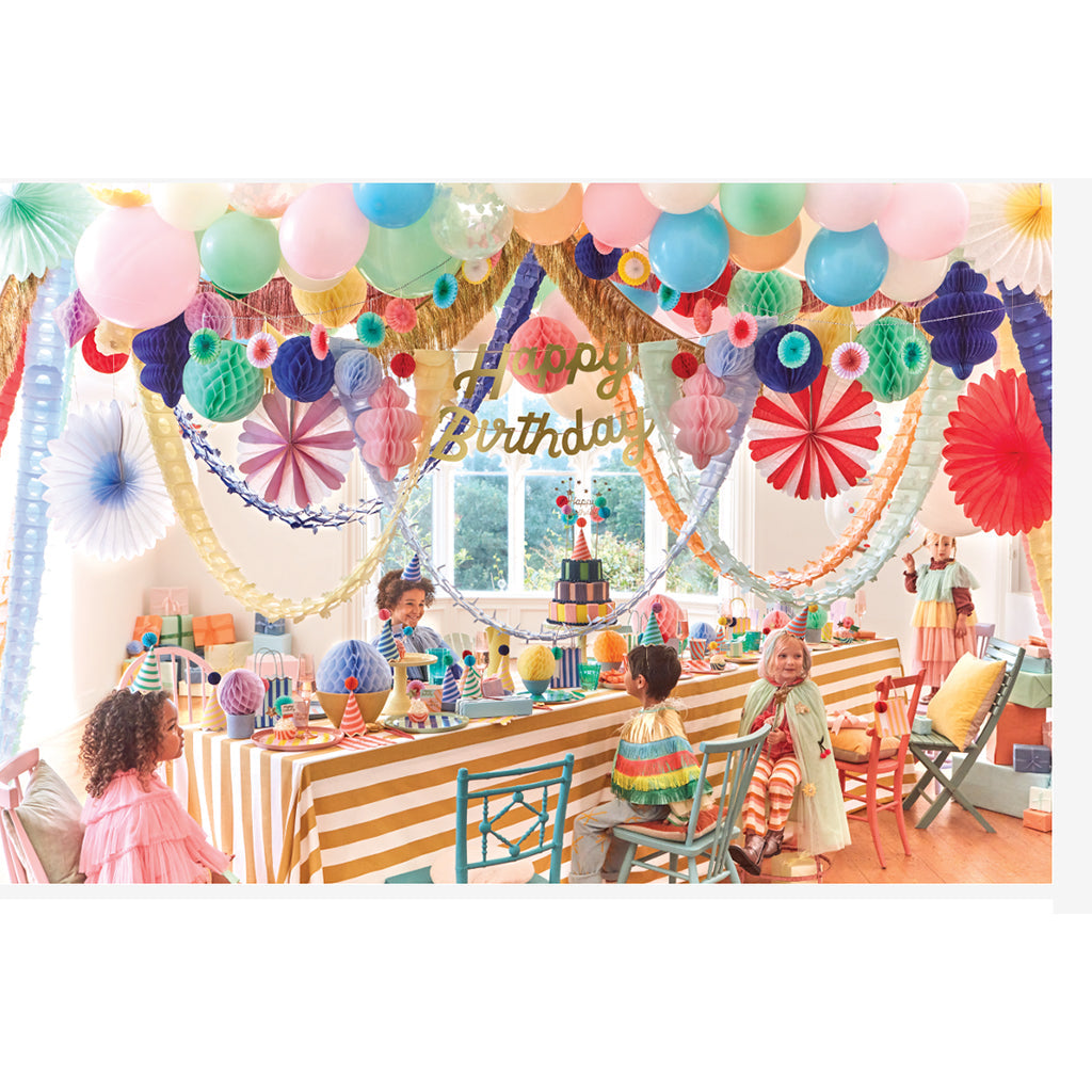 Meri Meri paptallerkener, Str. L, Striped Happy Birthday - 8 stk